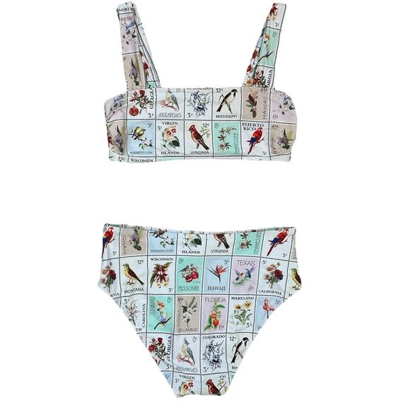 Antonio Melani Wanderlust Retro State Stamp Swimsuit Set - Picture 4 of 8